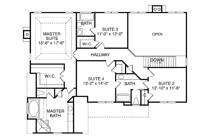 Home Plan - Floor Plan - Upper Floor for Traditional House Plan #453-119 - 4 bed, 3.5 bath