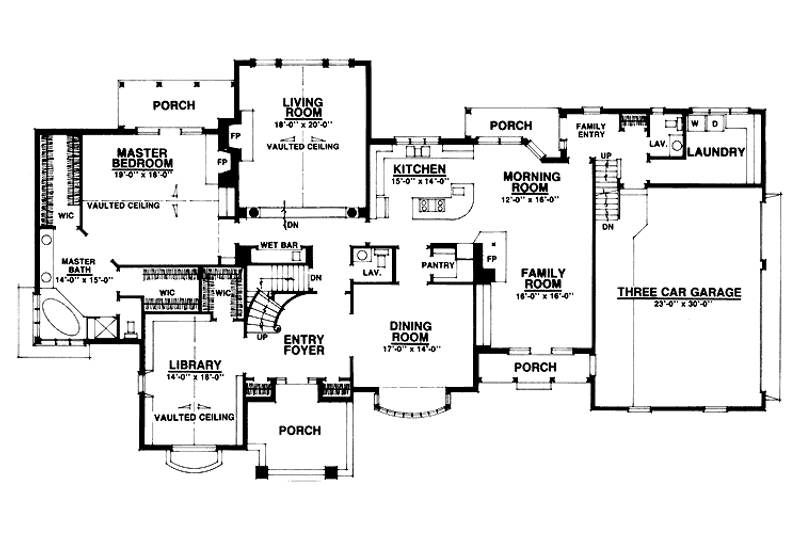 House Blueprint - Floor Plan - Main Floor for Country House Plan #1016-17 - 3 bed, 3 bath