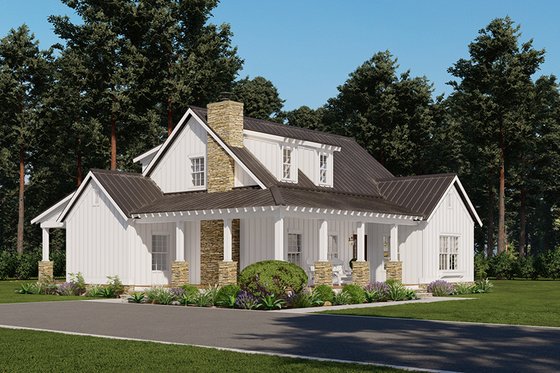Exterior - Front Elevation 3 for Country House Plan #923-309 - 2 bed, 2.5 bath