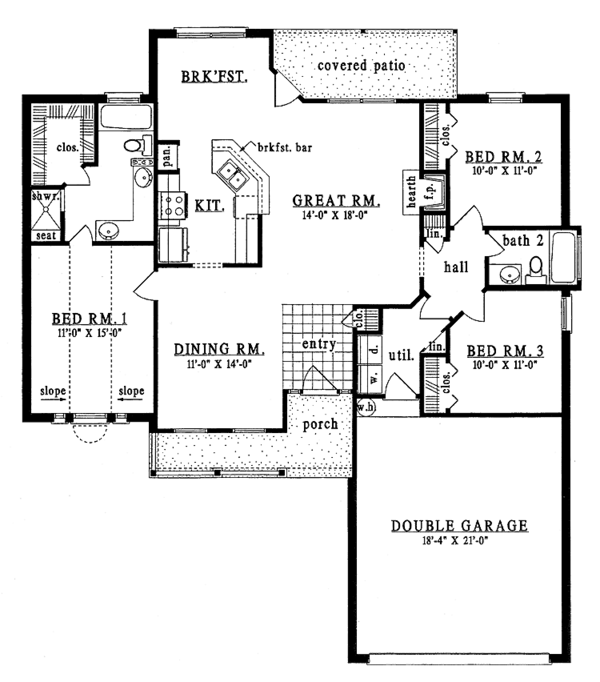 House Design - Country Floor Plan - Main Floor Plan #42-468
