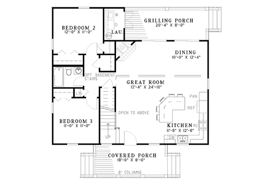 Floor Plan - Main Floor for Bungalow House Plan #17-3171 - 4 bed, 2 bath