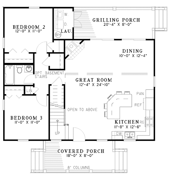 Architectural House Design - Bungalow Floor Plan - Main Floor Plan #17-3171