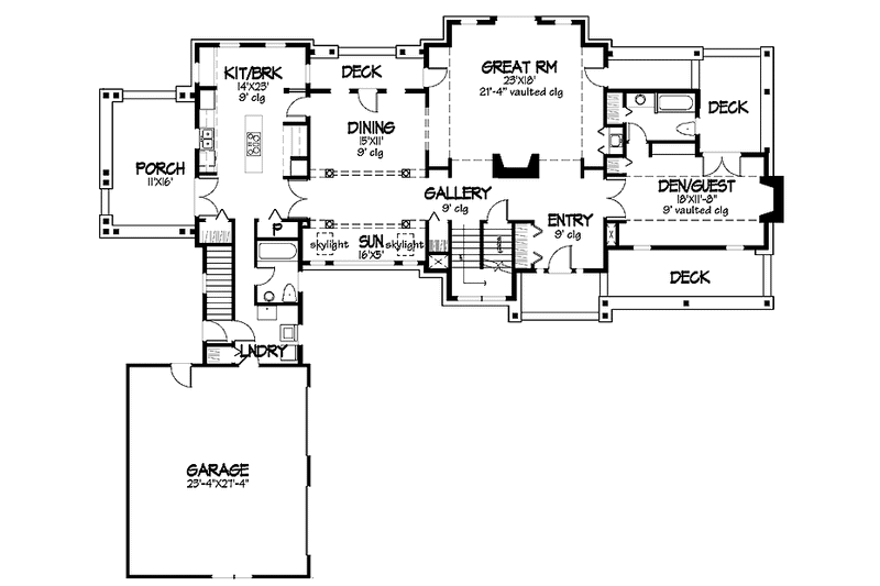 Home Plan - Floor Plan - Main Floor for Country House Plan #320-744 - 3 bed, 4 bath