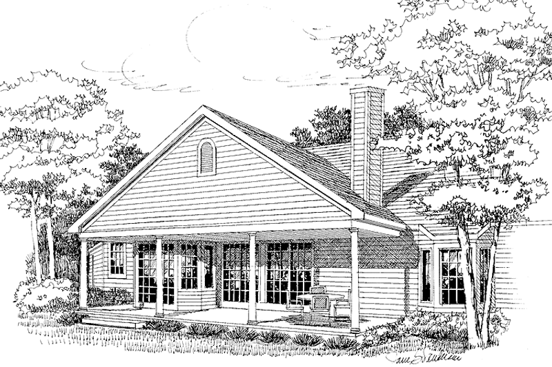 House Design - Exterior - Rear Elevation for Country House Plan #314-224 - 4 bed, 2 bath