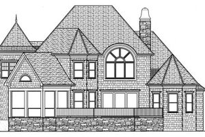 Exterior - Rear Elevation for European House Plan #413-796 - 4 bed, 3.5 bath