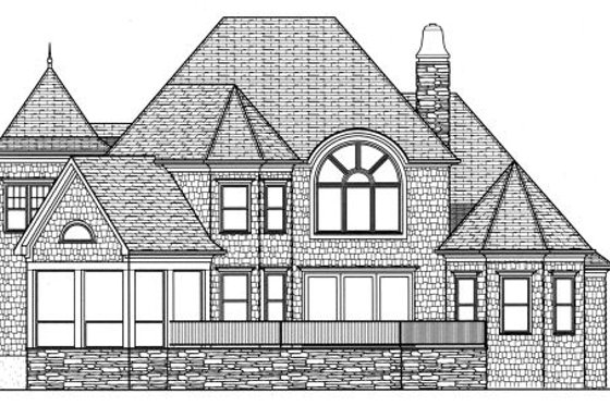 Exterior - Rear Elevation for European House Plan #413-796 - 4 bed, 3.5 bath