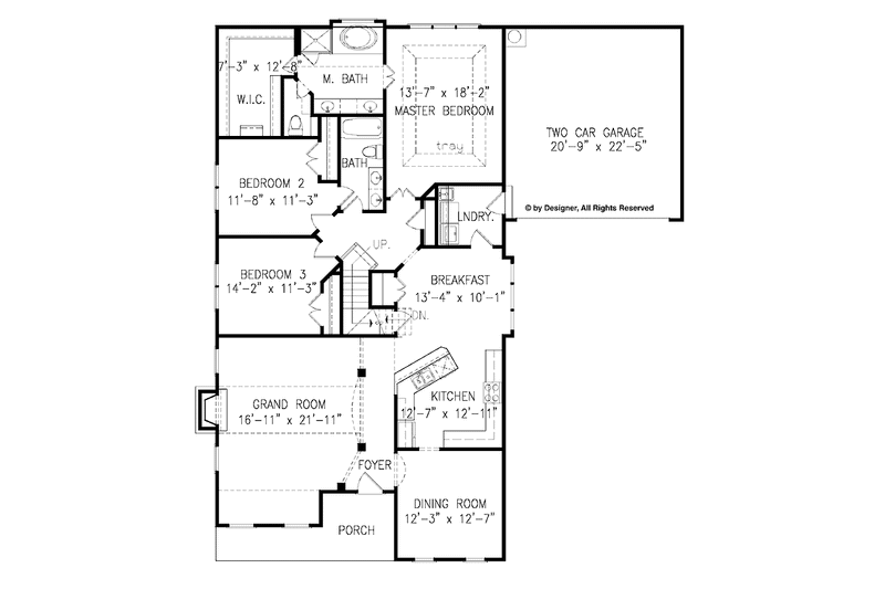 Architectural House Design - Floor Plan - Main Floor for Traditional House Plan #54-320 - 3 bed, 4.5 bath