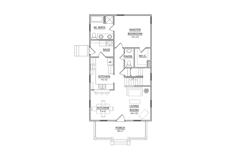 Home Plan - Floor Plan - Main Floor 1 for Craftsman House Plan #936-5 - 3 bed, 2.5 bath