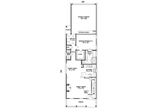 Floor Plan - Main Floor for Southern House Plan #81-139 - 3 bed, 3.5 bath
