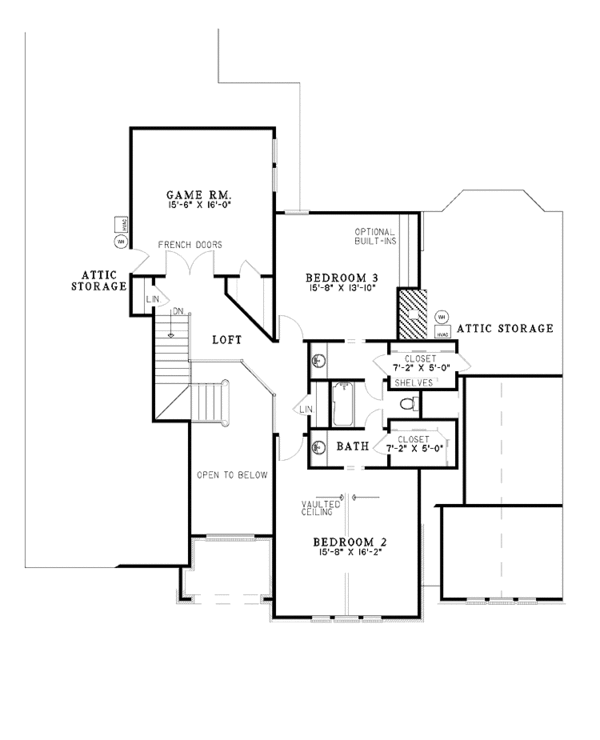 Traditional Floor Plan - Upper Floor Plan #17-3000