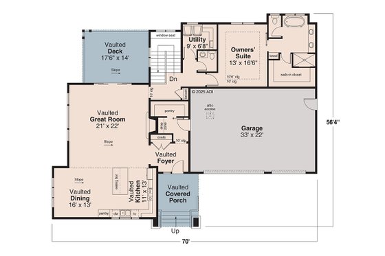Floor Plan - Main Floor for Contemporary House Plan #124-1401 - 3 bed, 2.5 bath