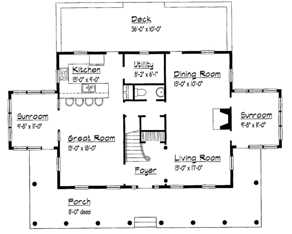 House Design - Country Floor Plan - Main Floor Plan #1051-5
