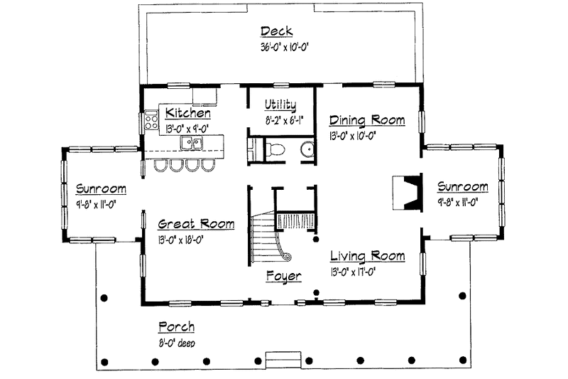 Architectural House Design - Floor Plan - Main Floor for Country House Plan #1051-5 - 3 bed, 2.5 bath