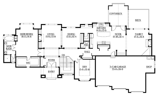 House Plan Design - Craftsman Floor Plan - Main Floor Plan #132-274