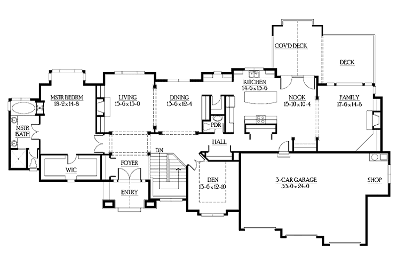 Home Plan - Floor Plan - Main Floor for Craftsman House Plan #132-274 - 4 bed, 3.5 bath