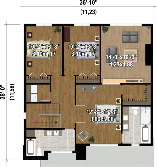 House Blueprint - Classical Floor Plan - Upper Floor Plan #25-4943
