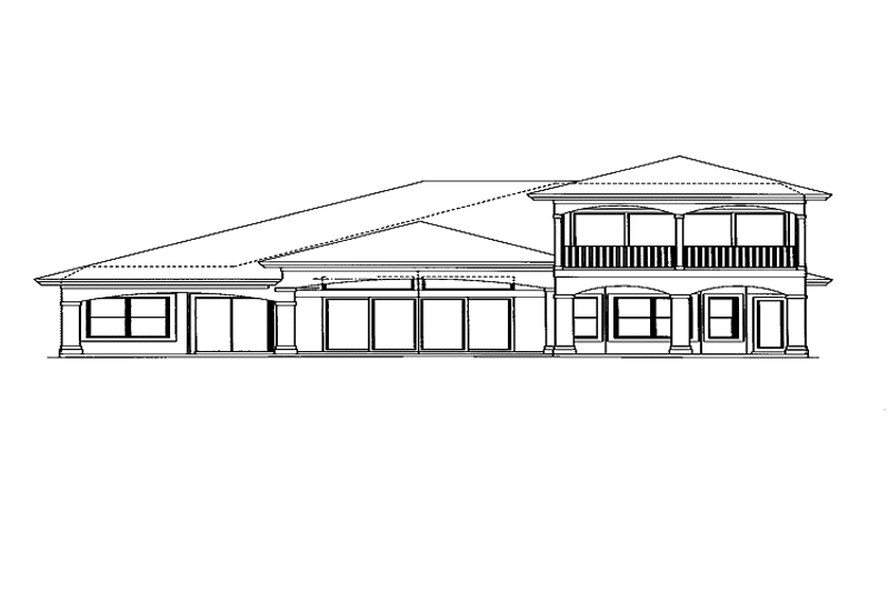 Architectural House Design - Exterior - Rear Elevation for Mediterranean House Plan #1017-147 - 3 bed, 2.5 bath