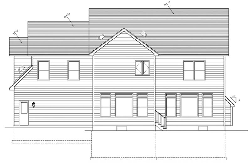 Architectural House Design - Exterior - Rear Elevation for Country House Plan #1010-91 - 4 bed, 2.5 bath