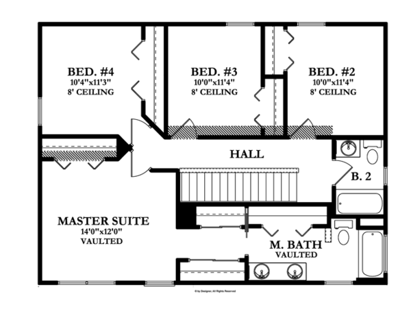 Traditional Floor Plan - Upper Floor Plan #1058-21