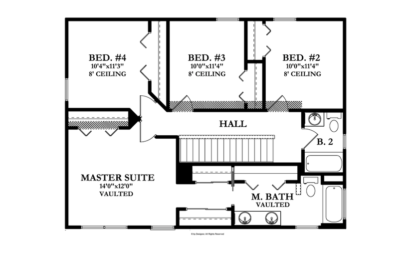 Home Plan - Floor Plan - Upper Floor for Traditional House Plan #1058-21 - 4 bed, 2.5 bath