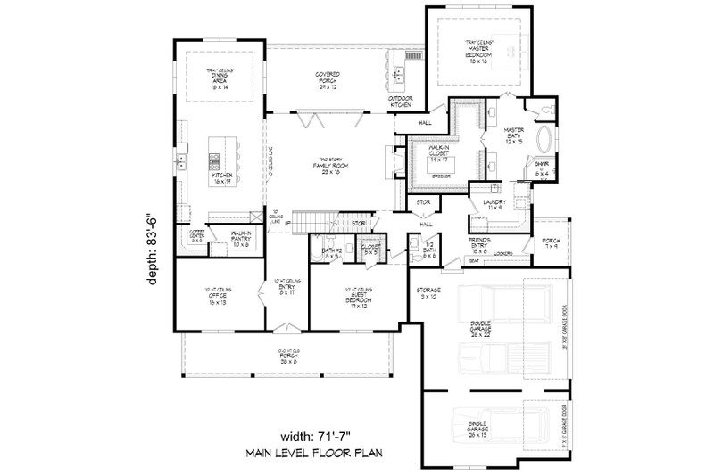 House Blueprint - Floor Plan - Main Floor for Farmhouse House Plan #932-1434 - 5 bed, 5.5 bath