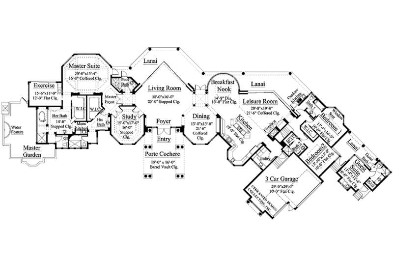 Home Plan - Floor Plan - Main Floor for Mediterranean House Plan #930-412 - 5 bed, 7 bath