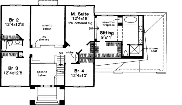 Home Plan - Classical Floor Plan - Upper Floor Plan #320-607