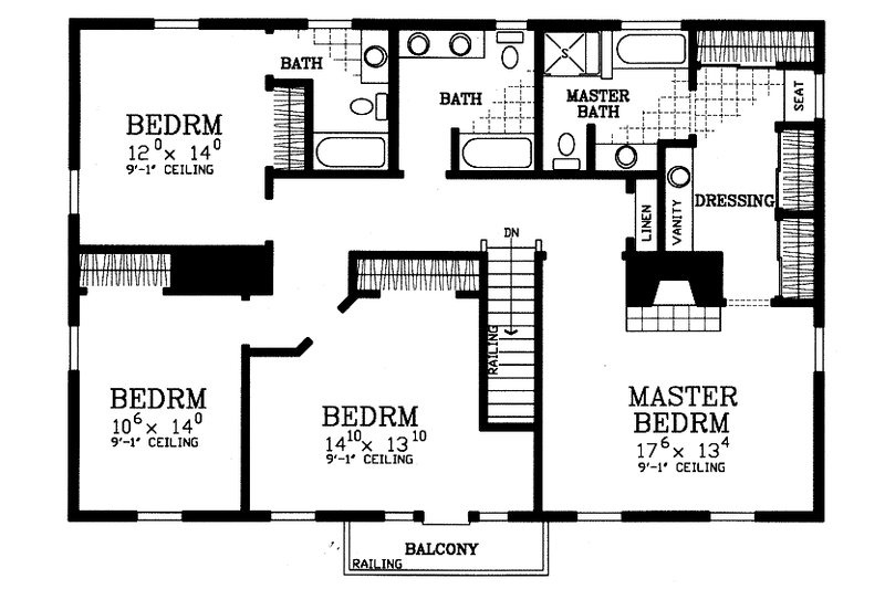 Home Plan - Floor Plan - Upper Floor for Classical House Plan #72-988 - 4 bed, 3.5 bath