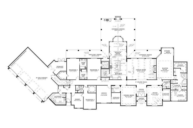Home Plan - Floor Plan - Main Floor for European House Plan #17-3347 - 5 bed, 4 bath