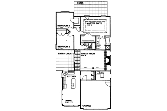 Floor Plan - Main Floor for European House Plan #30-310 - 3 bed, 2 bath