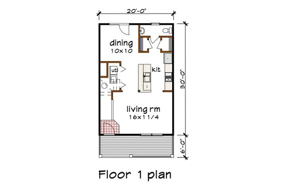 Floor Plan - Main Floor for Craftsman House Plan #79-311 - 3 bed, 2.5 bath