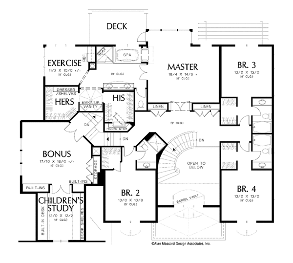 House Blueprint - European Floor Plan - Upper Floor Plan #48-851