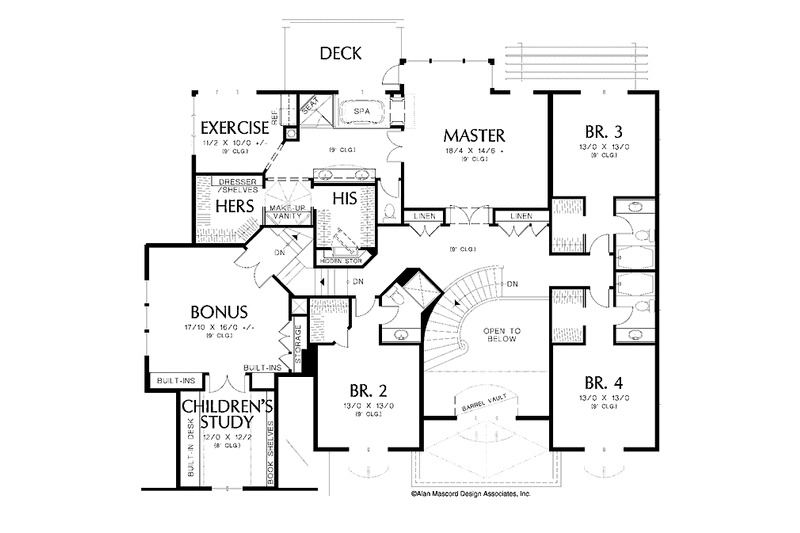 Home Plan - Floor Plan - Upper Floor for European House Plan #48-851 - 4 bed, 4 bath