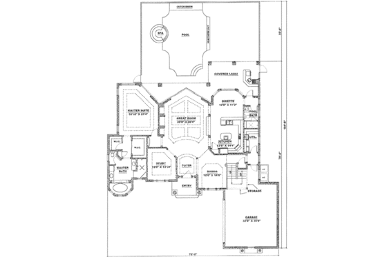 Floor Plan - Main Floor for Mediterranean House Plan #27-217 - 3 bed, 3 bath