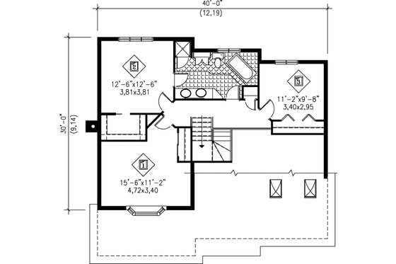 Floor Plan - Upper Floor for Traditional House Plan #25-2251 - 3 bed, 1.5 bath