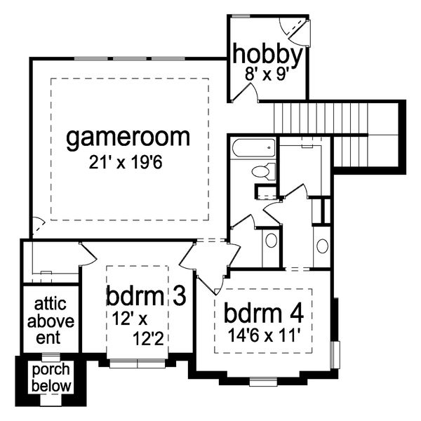 Traditional Floor Plan - Upper Floor Plan #84-622