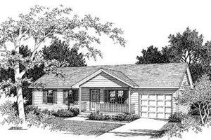 Exterior - Front Elevation 3 for Ranch House Plan #57-107 - 3 bed, 1 bath