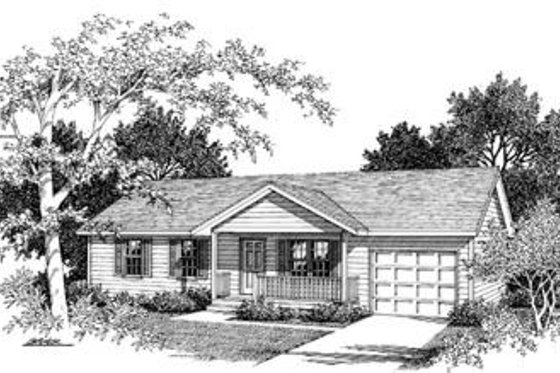 Exterior - Front Elevation 3 for Ranch House Plan #57-107 - 3 bed, 1 bath