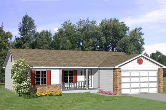 Exterior - Front Elevation for Ranch House Plan #116-172 - 4 bed, 2 bath