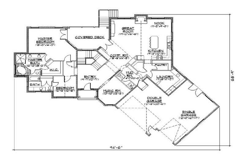 Dream House Plan - Floor Plan - Main Floor for European House Plan #5-296 - 5 bed, 4.5 bath