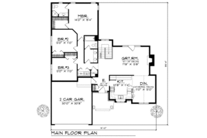 Floor Plan - Main Floor for European House Plan #70-159 - 3 bed, 2 bath