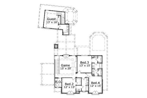 Floor Plan - Upper Floor for European House Plan #411-522 - 5 bed, 5 bath