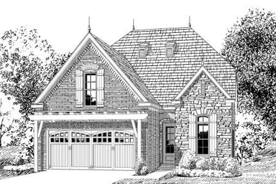 Exterior - Front Elevation for European House Plan #424-132 - 3 bed, 2.5 bath