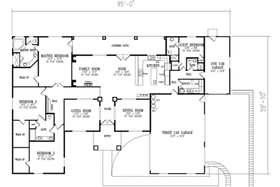 Floor Plan - Main Floor for Adobe / Southwestern House Plan #1-790 - 4 bed, 4 bath