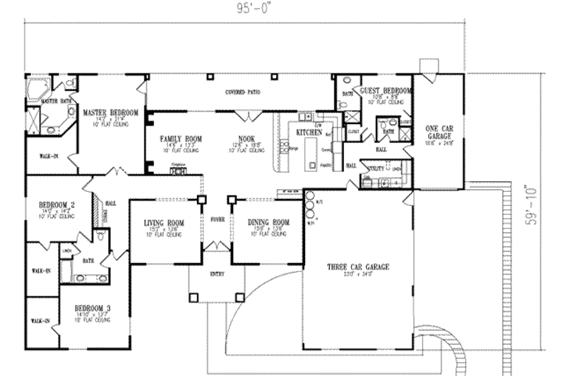 Dream House Plan - Floor Plan - Main Floor for Adobe / Southwestern House Plan #1-790 - 4 bed, 4 bath