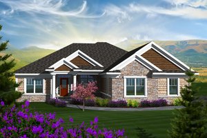 Ranch Exterior - Front Elevation Plan #70-1136