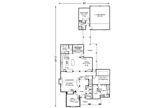 Floor Plan - Main Floor for Tudor House Plan #410-265 - 4 bed, 3.5 bath