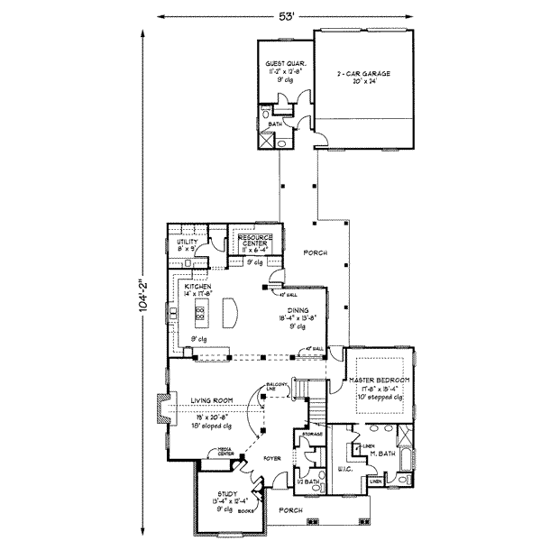 Architectural House Design - Tudor Floor Plan - Main Floor Plan #410-265