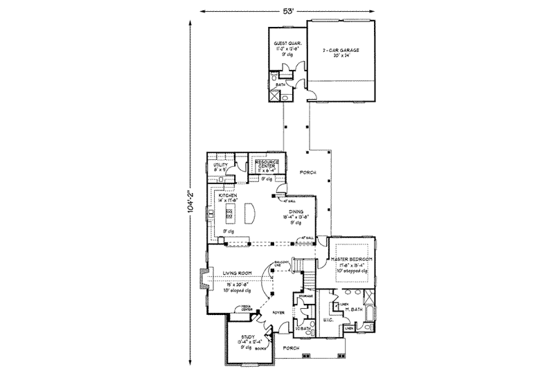 Architectural House Design - Floor Plan - Main Floor for Tudor House Plan #410-265 - 4 bed, 3.5 bath