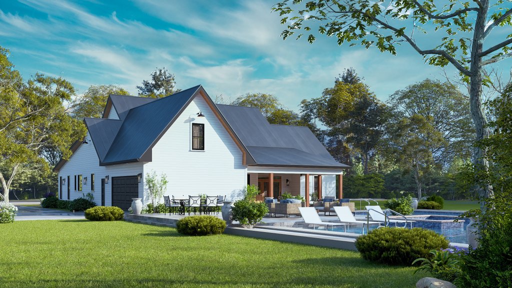 Exterior - Rear Elevation 2 for Farmhouse House Plan #119-473 - 3 bed, 3.5 bath